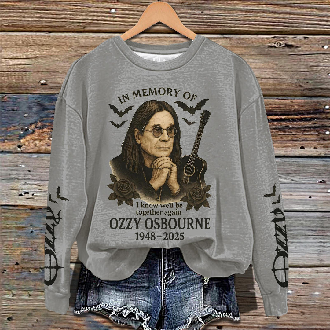 In Memory of Ozzy Osbourne Printed Long Sleeve Casual Top
