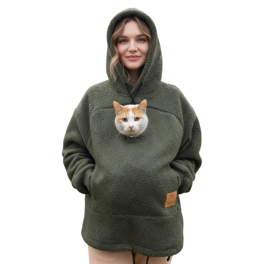 Pet Care Hoodie Long Sleeve Warm Fall Winter Pullover Sweatshirt with Dog Pouch for Outdoor Dog Walking excitement