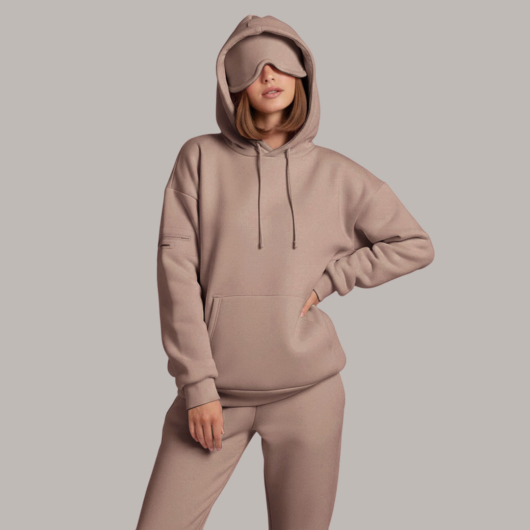 Airplane Mode Travel Hoodie Men Women Comfort Hoodies with Eyeshade Pullover Tops Clothes with Hidden Pockets active