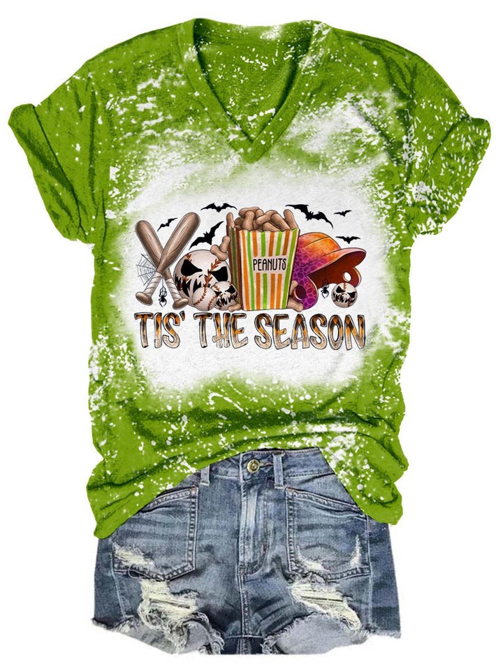 Tis' The Season Halloween Baseball V-Neck T-Shirt