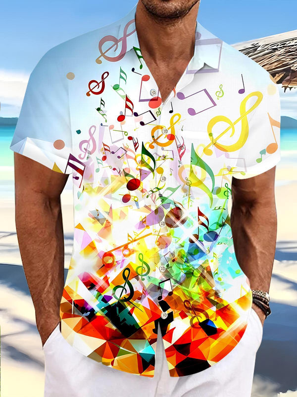 Musical Note Men's Pocket Short Sleeve Shirts