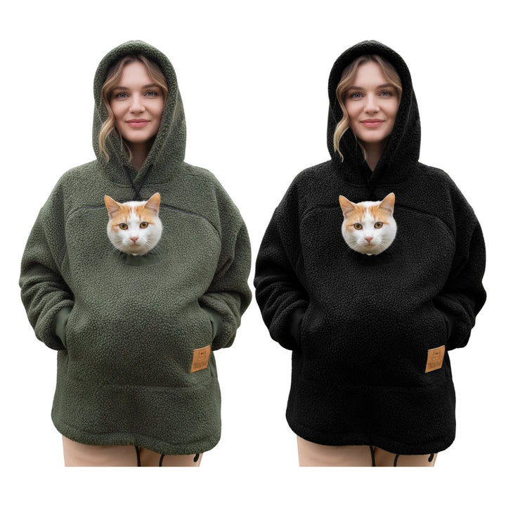 Pet Care Hoodie Long Sleeve Warm Fall Winter Pullover Sweatshirt with Dog Pouch for Outdoor Dog Walking excitement