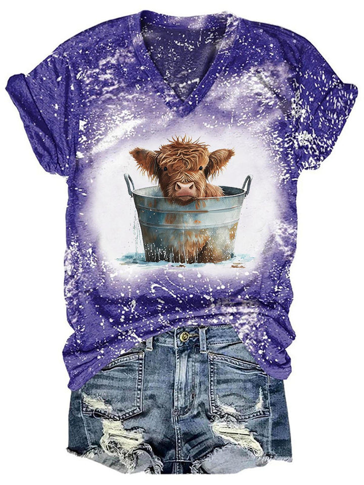 Women's Funny Cow Print Tie Dye T-Shirt