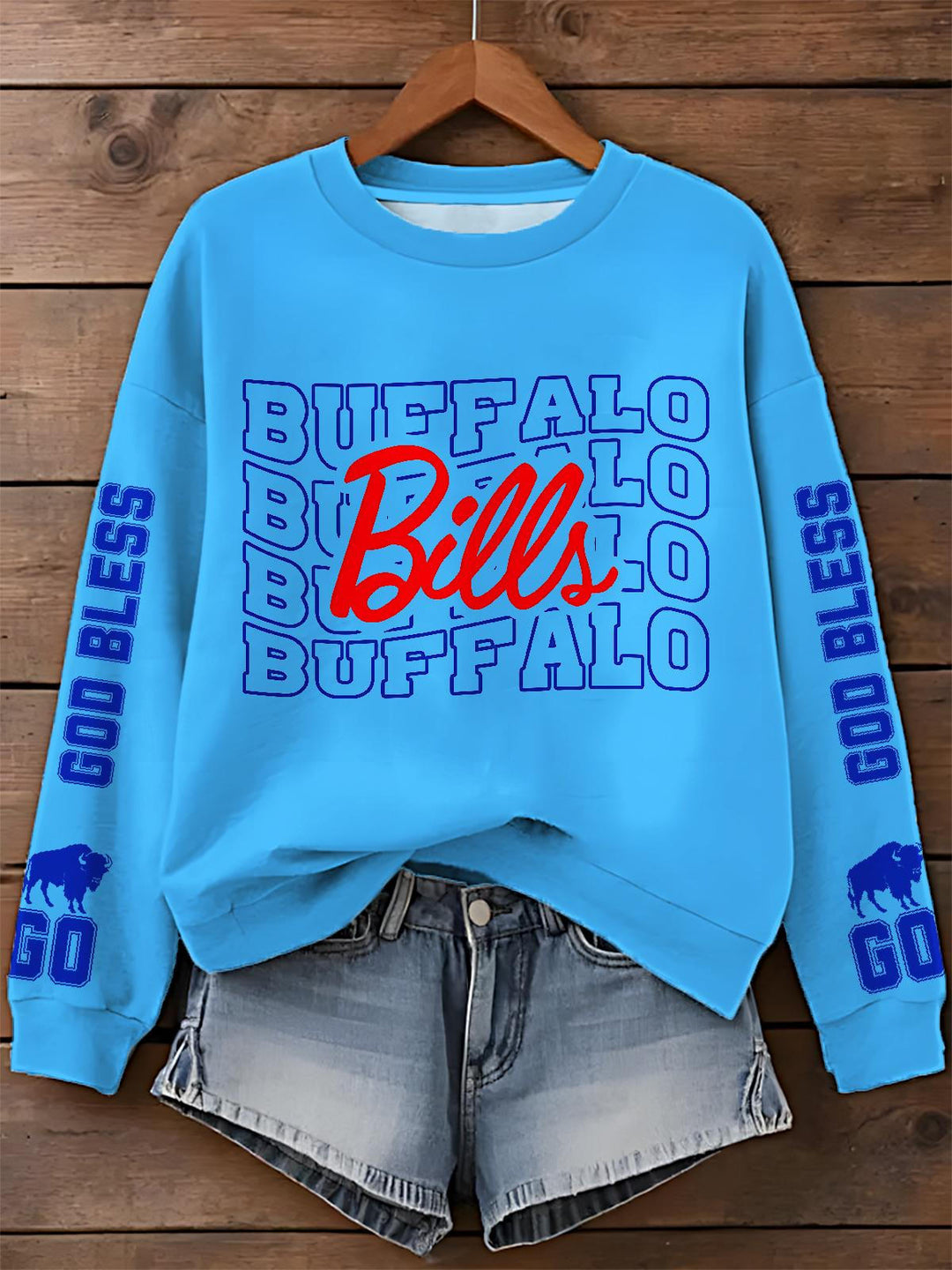 Buffalo Bills Printed Long Sleeve Casual Top