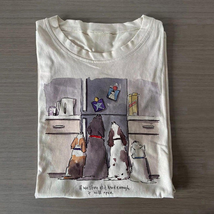 Fun Puppy Print Crew Neck T-shirts