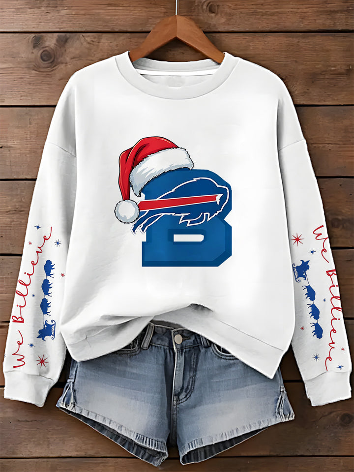 Buffalo Christmas Printed Long Sleeve Casual Top