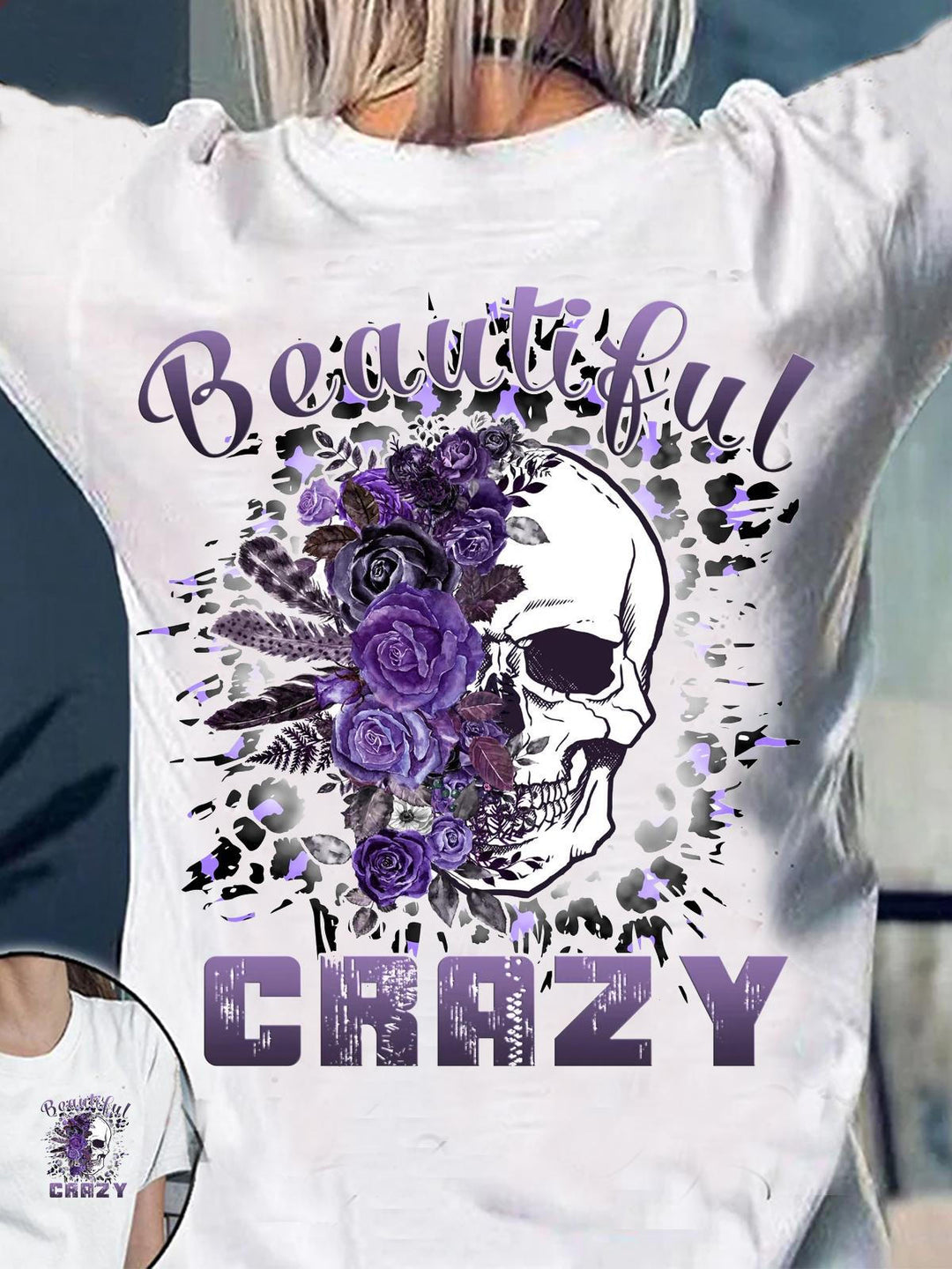 Beautiful Crazy Skull Print Ladies Fashion Casual Women's T-Shirt1