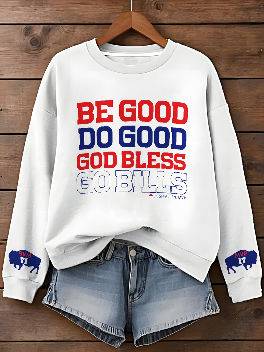 Be Good Do Good Josh Allen MVP Bedrucktes, langärmliges Freizeitoberteil 