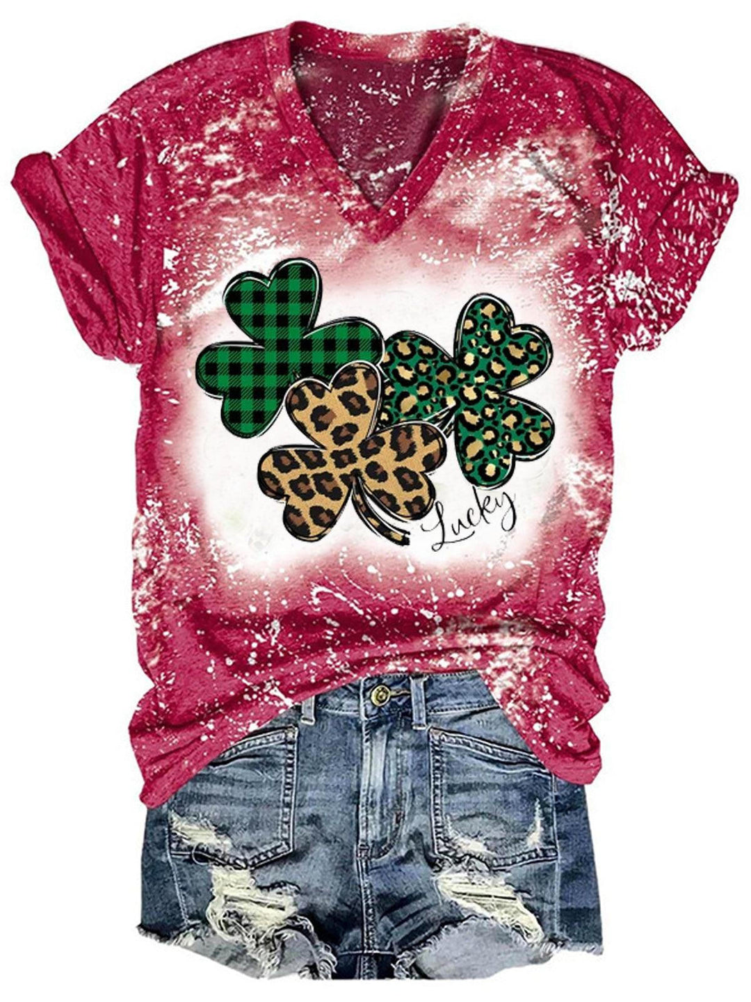 Women's St. Patrick's Day Clover Tie Dye T-Shirt