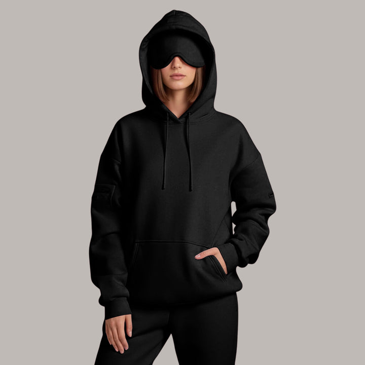 Airplane Mode Travel Hoodie Men Women Comfort Hoodies with Eyeshade Pullover Tops Clothes with Hidden Pockets active