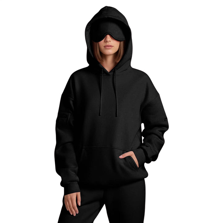 Airplane Mode Travel Hoodie Men Women Comfort Hoodies with Eyeshade Pullover Tops Clothes with Hidden Pockets active