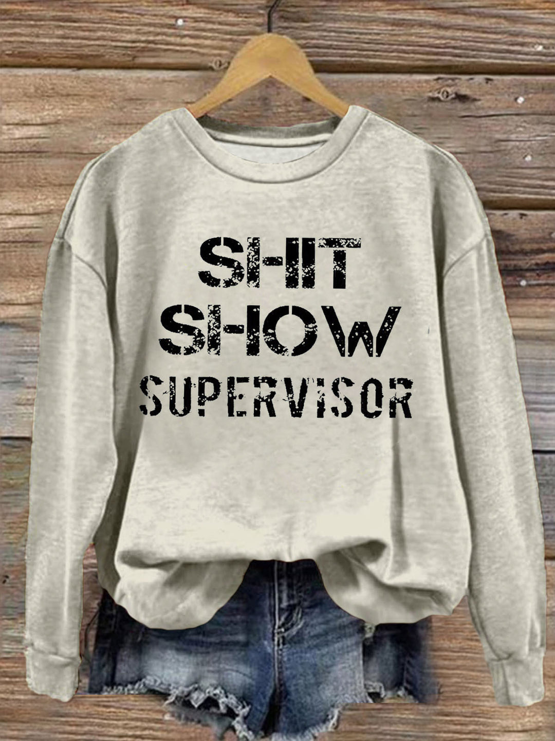 Women's Shit Show Letter Print Crew Neck Casual Sweatshirt