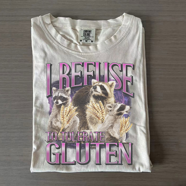 I Refuse To Tolerate Gluten Funny Raccoon T-shirts