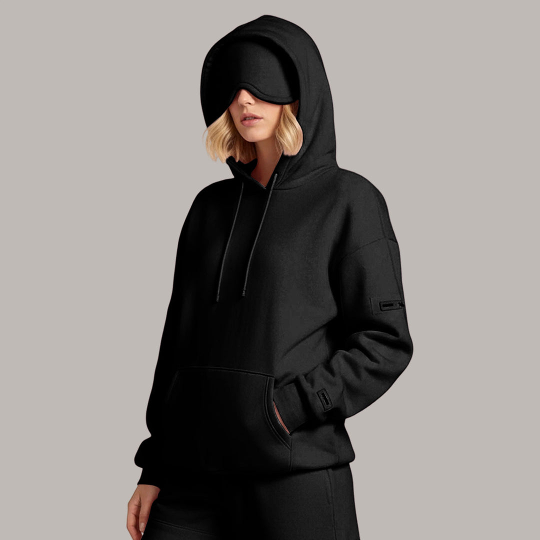 Airplane Mode Travel Hoodie Men Women Comfort Hoodies with Eyeshade Pullover Tops Clothes with Hidden Pockets active