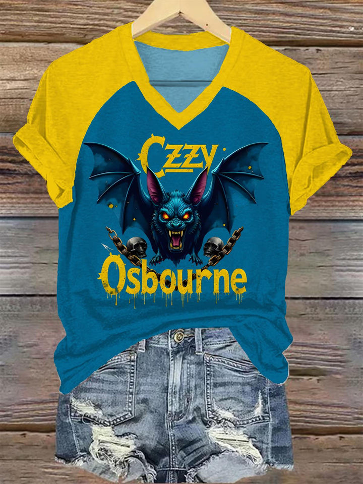 Ozzy Osbourne Women's Raglan V-Neck T-shirt
