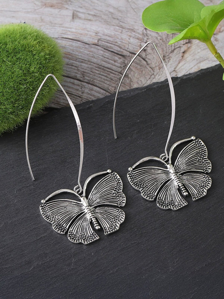 Vintage Butterfly Simple Earrings Metal Distressed Earrings