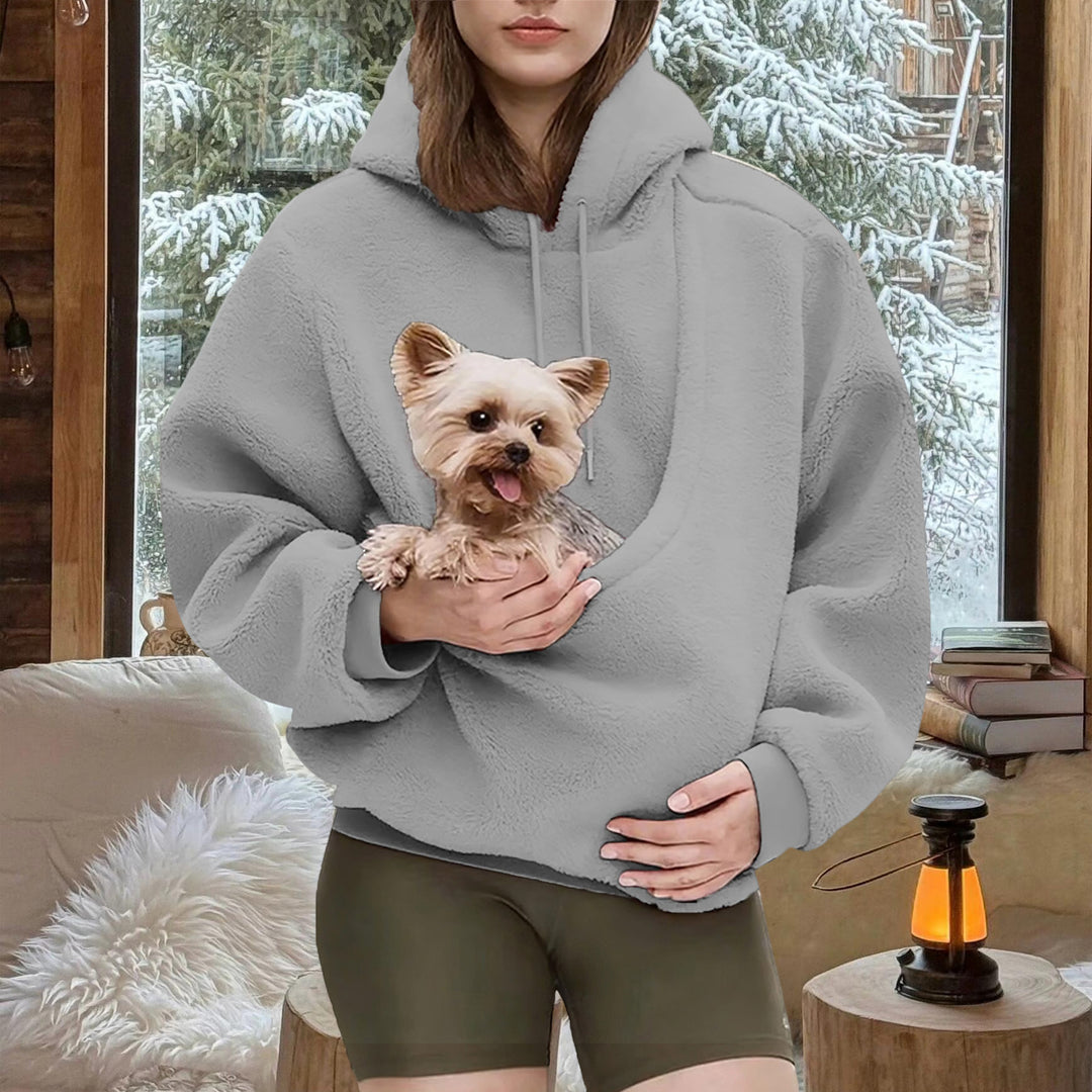 Pet Carrier Hoodie Fuzzy Solid Color Puppy Kitten Cat Holder Carriers Hoodies with Pocket for Home Sofa upgrade