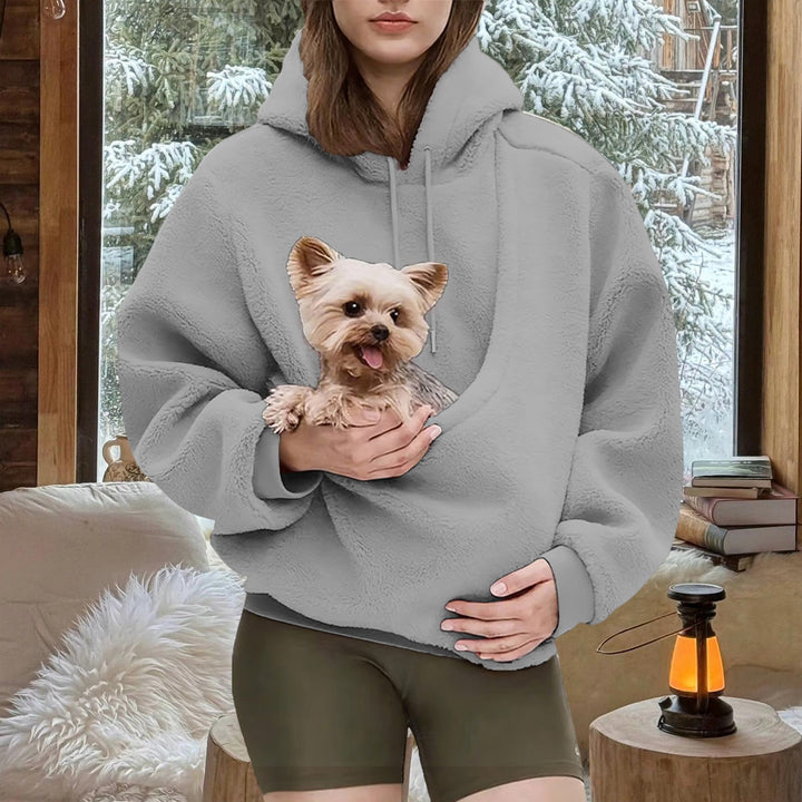 Pet Carrier Hoodie Fuzzy Solid Color Puppy Kitten Cat Holder Carriers Hoodies with Pocket for Home Sofa upgrade