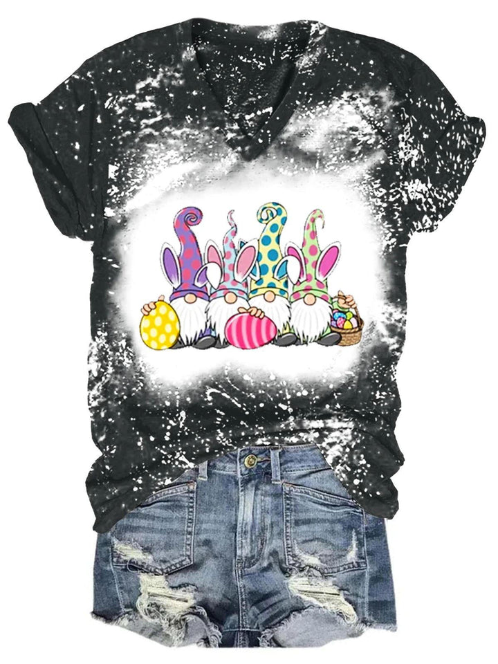 Women's Gnome Egg Print Tie Dye T-Shirt