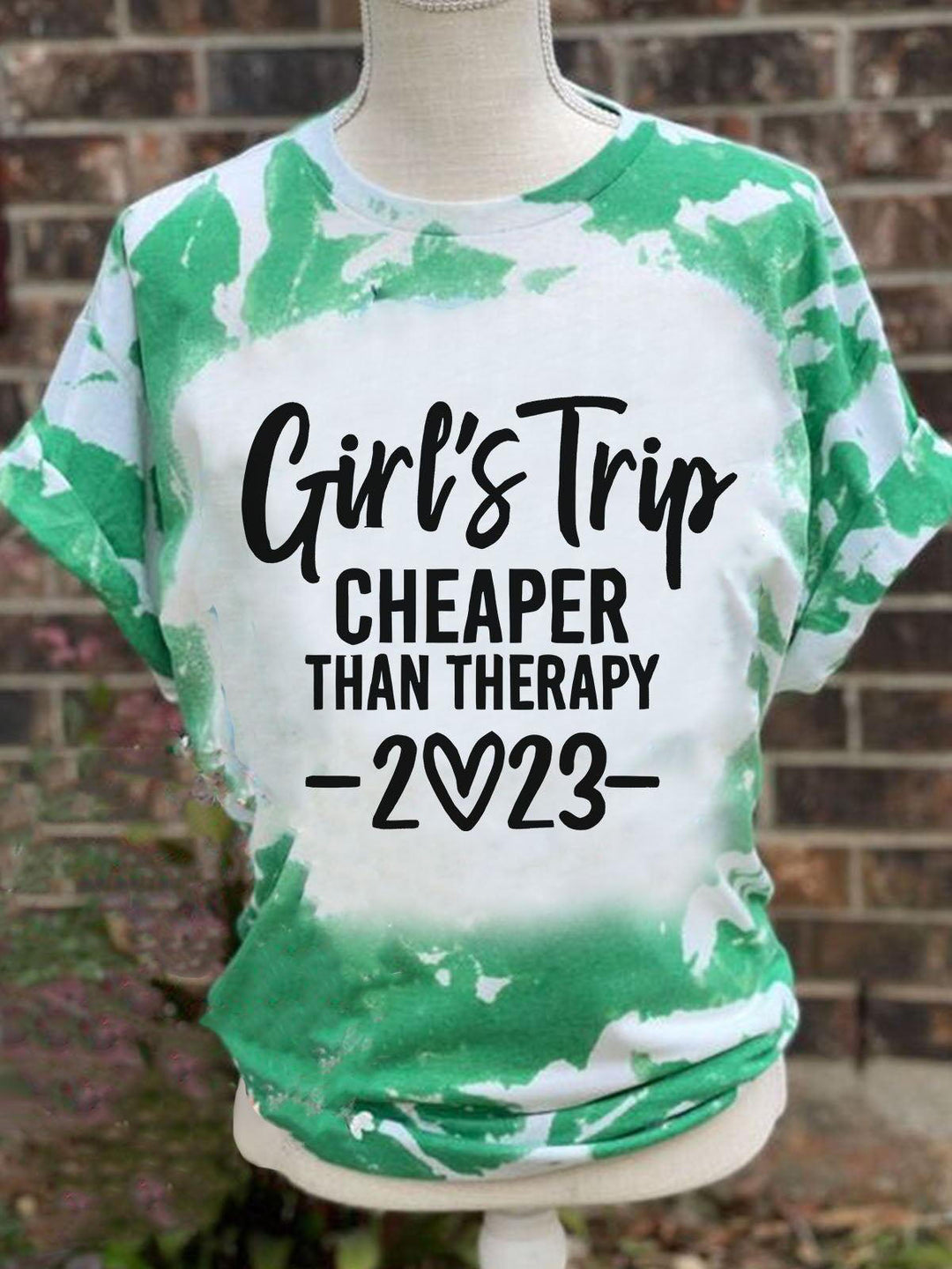 Girls Trip Cheaper Than Therapy 2023 Tie-Dye Print Crew Neck T-Shirt