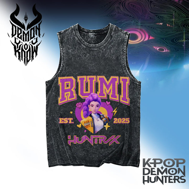 Demon Hunter Washed Cotton Round Neck Sleeveless Vest