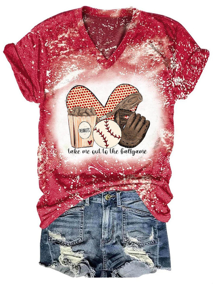 Take Me Out To The Ballgame Print Tie Dye T-Shirt