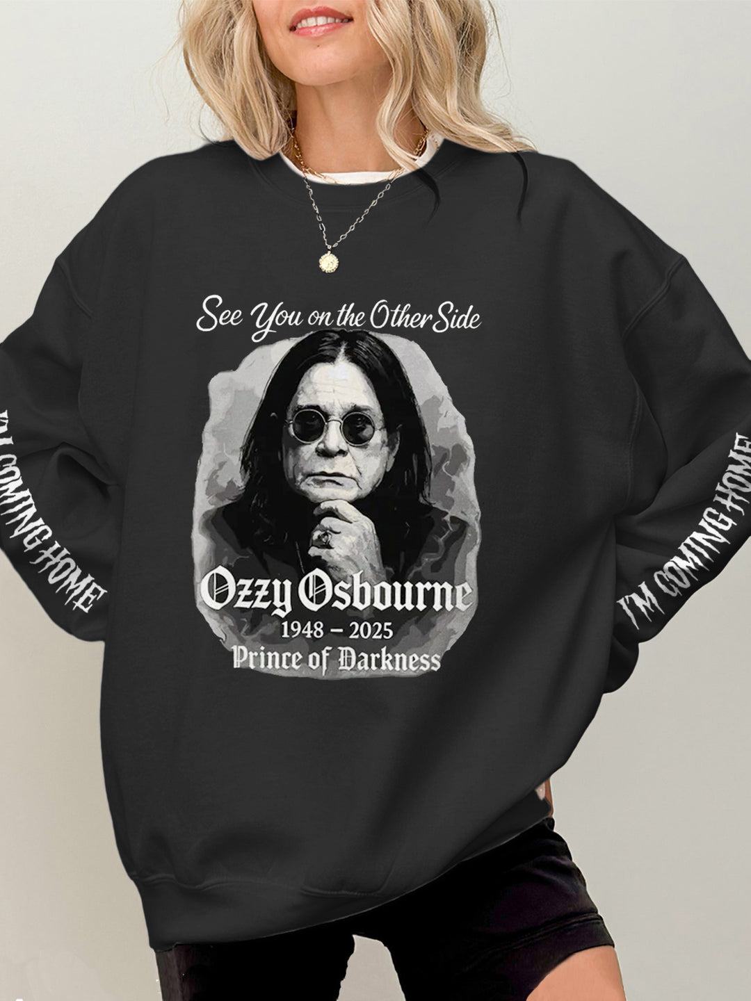 Ozzy Osbourne Printed Long Sleeve Casual Top