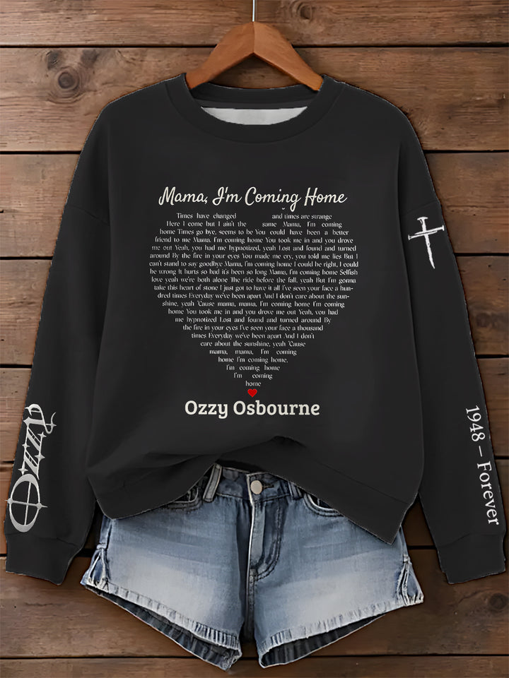 Not On Tour Ozzy Osbourne Printed Long Sleeve Casual Top