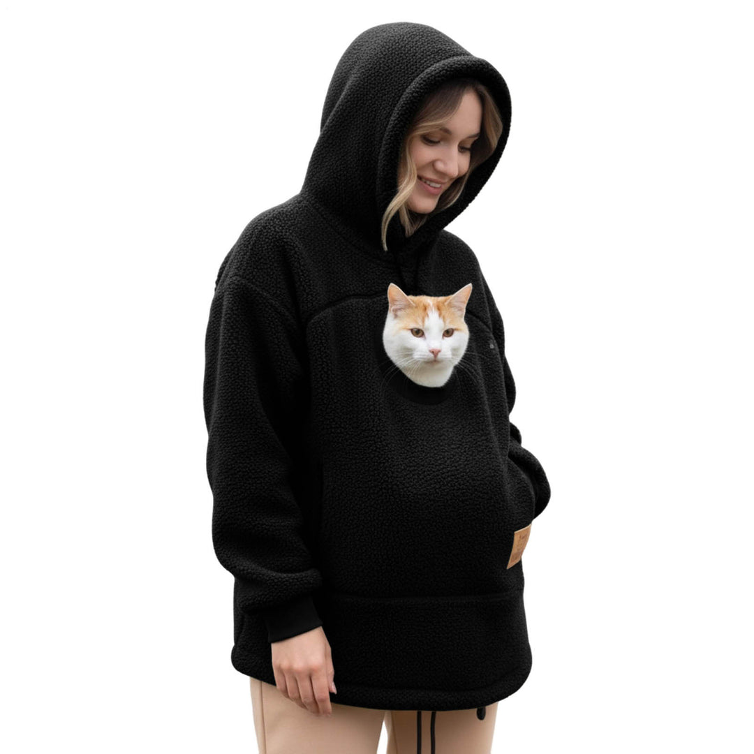 Pet Care Hoodie Long Sleeve Warm Fall Winter Pullover Sweatshirt with Dog Pouch for Outdoor Dog Walking excitement