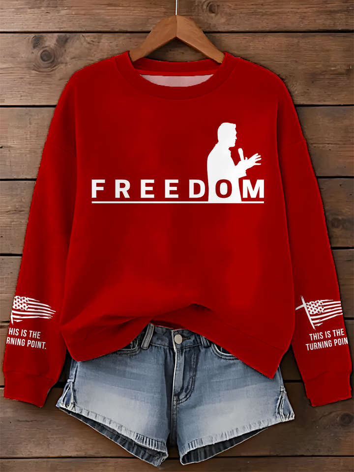 Freedom Printed Long Sleeve Casual Top