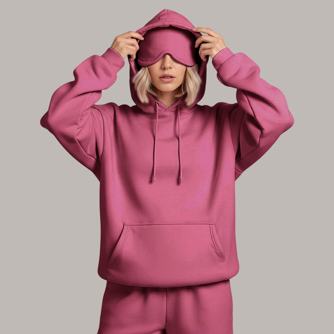 Airplane Mode Travel Hoodie Solid Color Women Comfort Travel Hoodie with Eyeshade Loose Pullover Fall Outfits steadfast