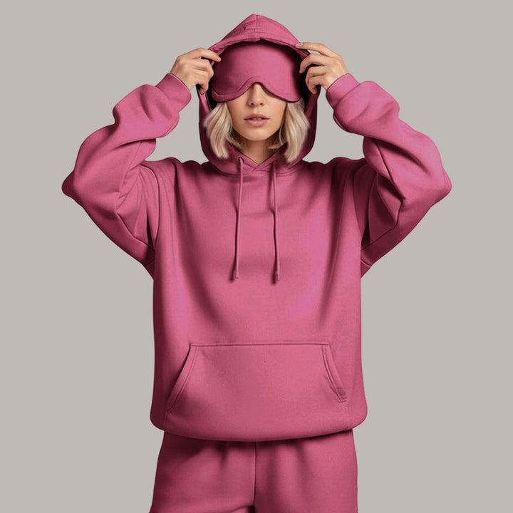 Airplane Mode Travel Hoodie Solid Color Women Comfort Travel Hoodie with Eyeshade Loose Pullover Fall Outfits steadfast