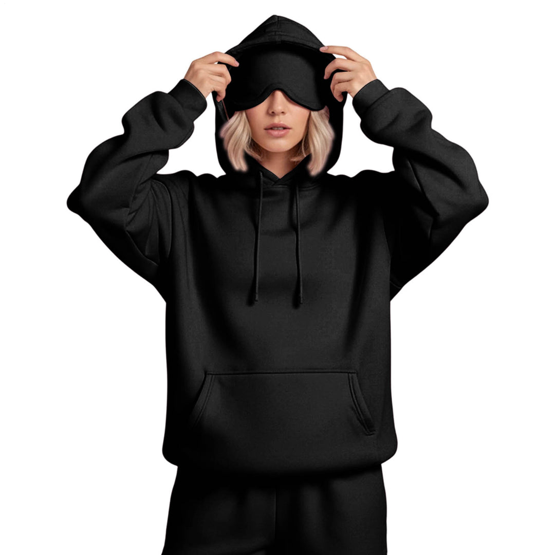 Airplane Mode Travel Hoodie Men Women Comfort Hoodies with Eyeshade Pullover Tops Clothes with Hidden Pockets active