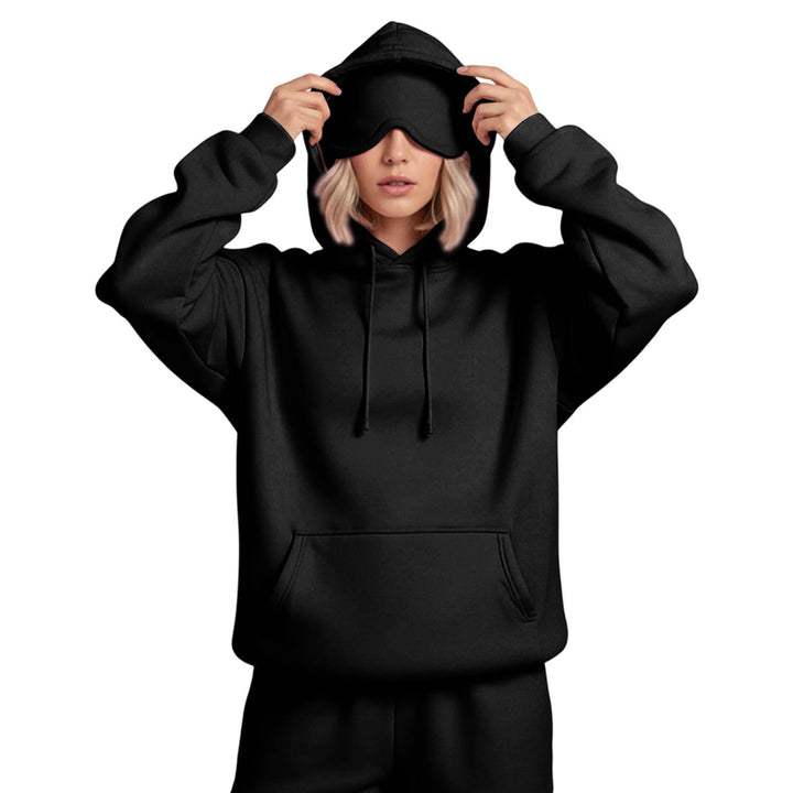 Airplane Mode Travel Hoodie Men Women Comfort Hoodies with Eyeshade Pullover Tops Clothes with Hidden Pockets active