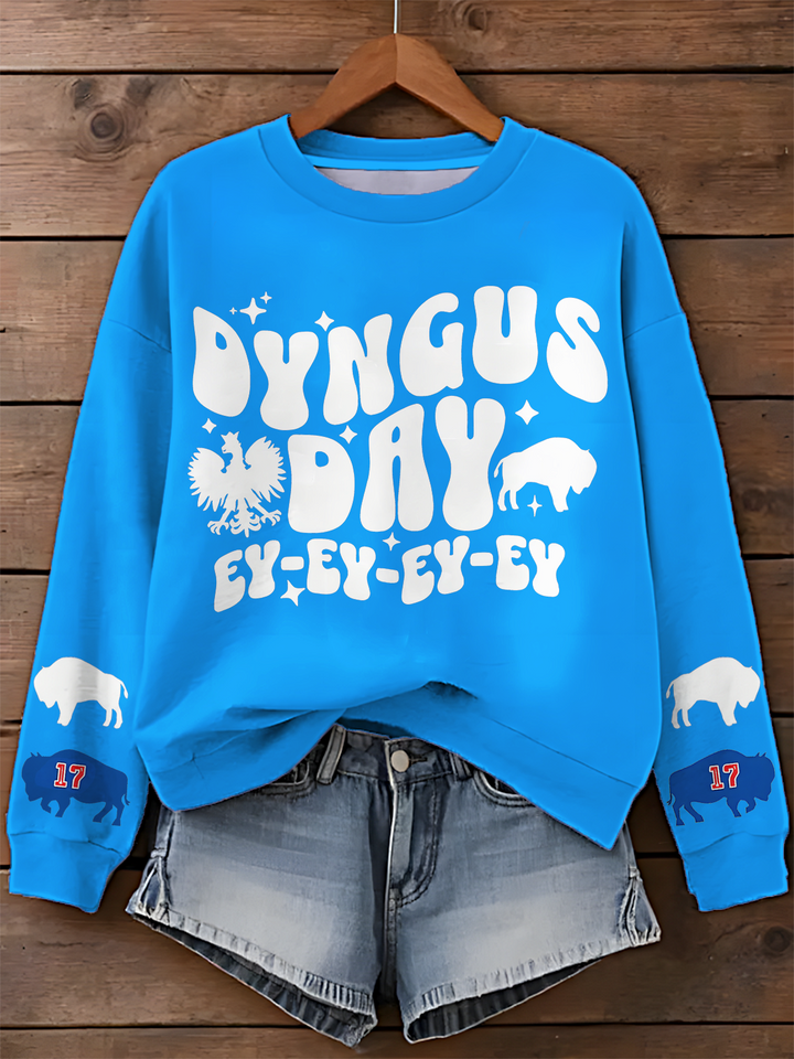 Buffalo Dyngus Day Unisex Bedrucktes Langarm-Freizeitoberteil 