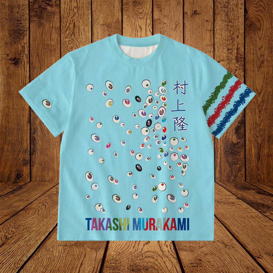 Murakami Takashi Art Painting Prints Crew Neck T-shirt