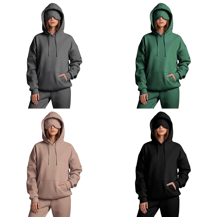Airplane Mode Travel Hoodie Men Women Comfort Hoodies with Eyeshade Pullover Tops Clothes with Hidden Pockets active
