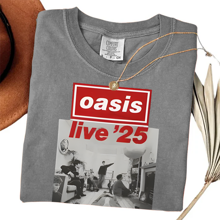 Oasis Live Tour 2025 Vintage Retro T-shirt