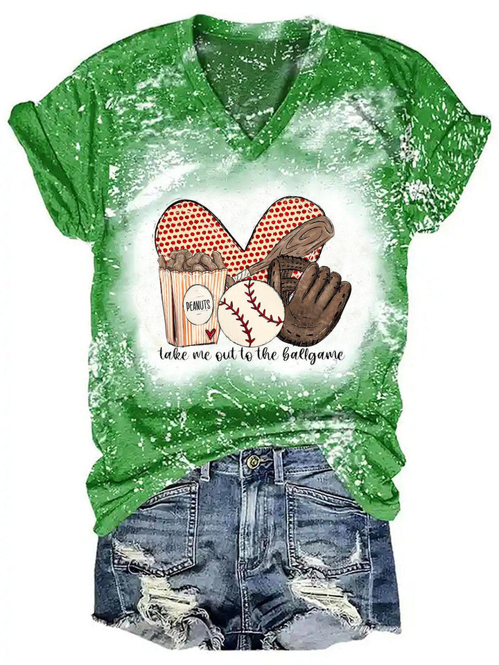 Take Me Out To The Ballgame Print Tie Dye T-Shirt