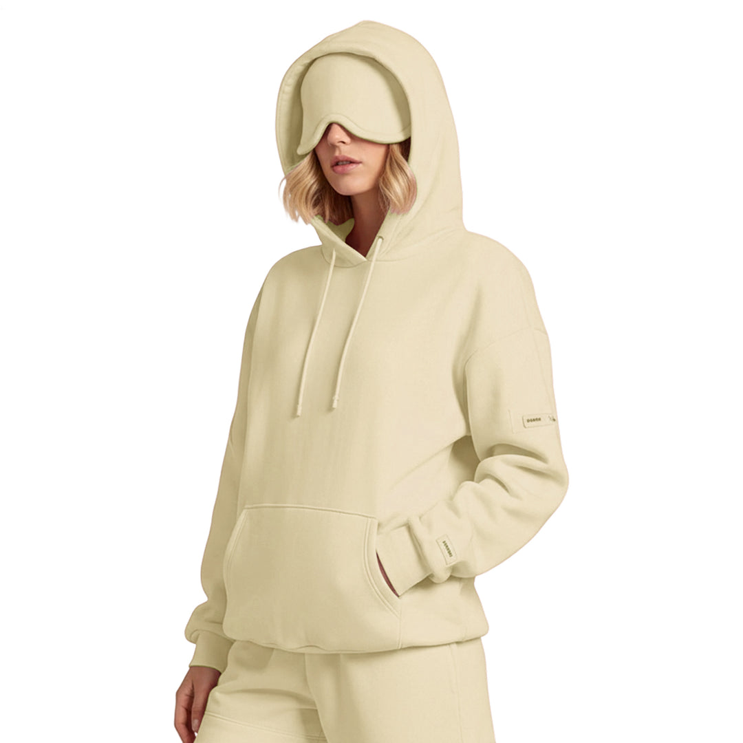 Airplane Mode Travel Hoodie Solid Color Women Comfort Travel Hoodie with Eyeshade Loose Pullover Fall Outfits steadfast