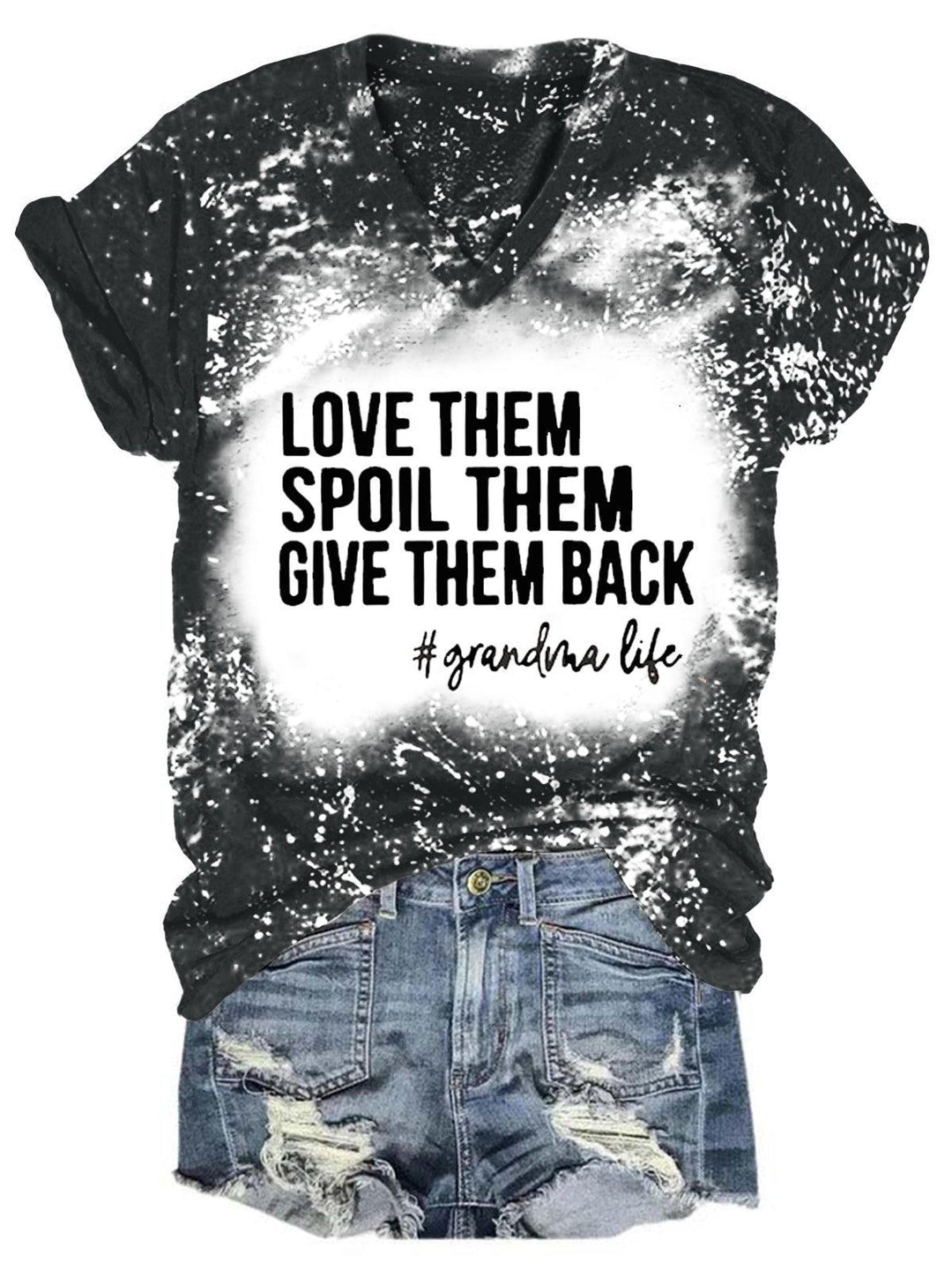 Love Them Spoil Them Give Them Grandma Tie-Dye Print Casual Top