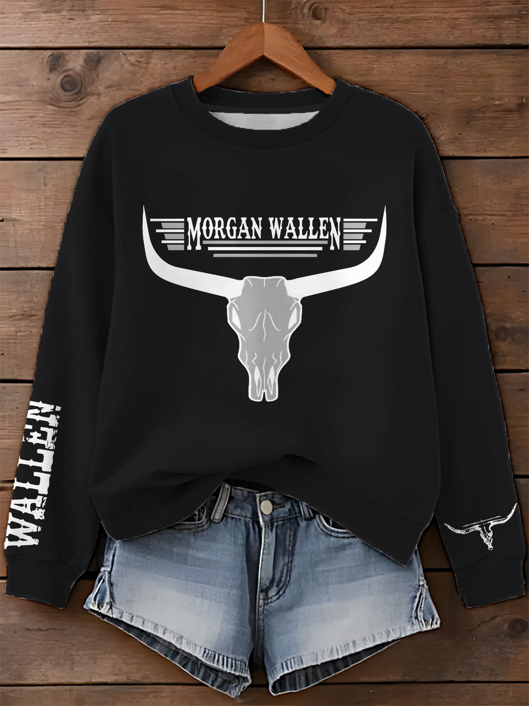 Morgan Wallen Simple Printed Long Sleeve Casual Top
