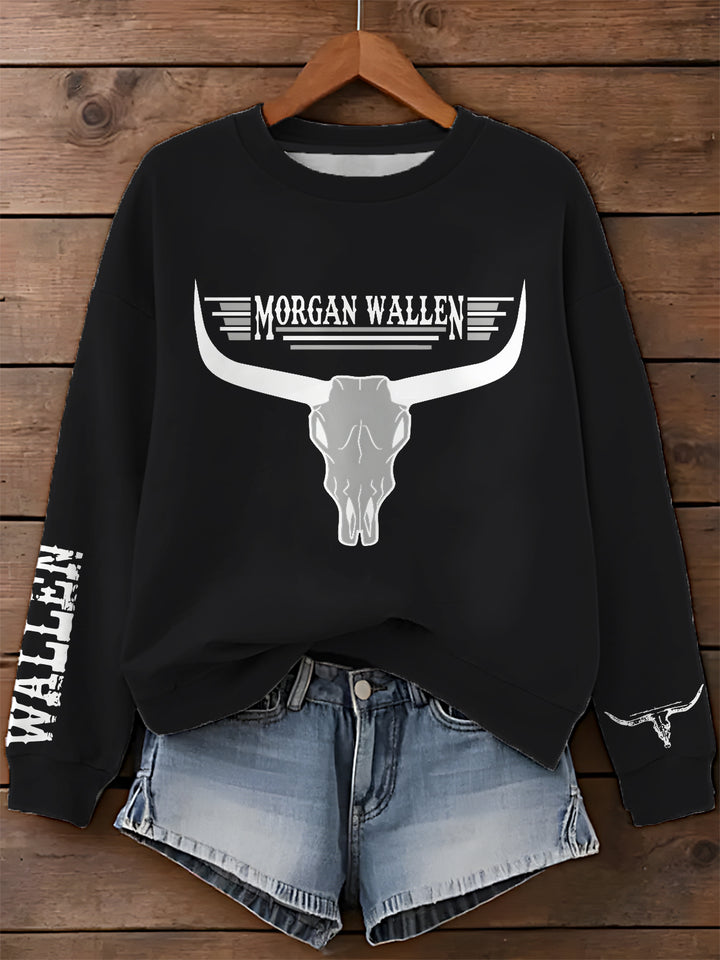 Morgan Wallen Simple Printed Long Sleeve Casual Top