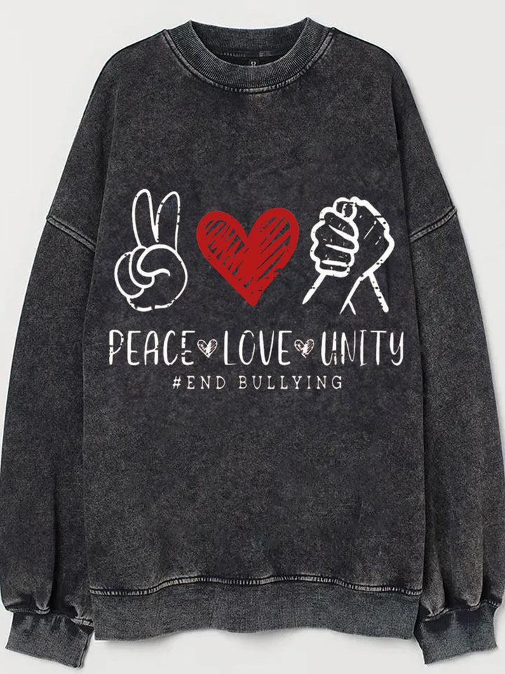 Women's Peace Love Unity Kindness Anti-Bullying Vintage Sweatshirt