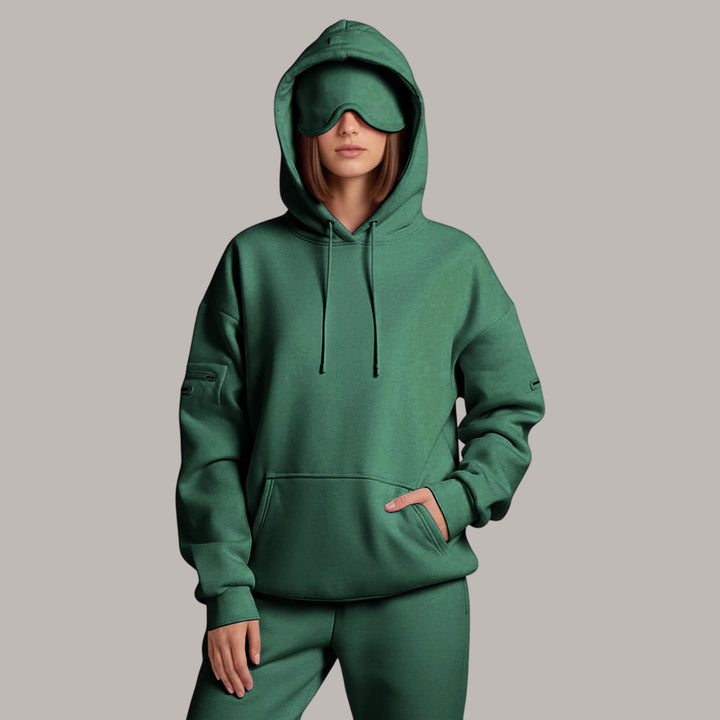 Airplane Mode Travel Hoodie Men Women Comfort Hoodies with Eyeshade Pullover Tops Clothes with Hidden Pockets active
