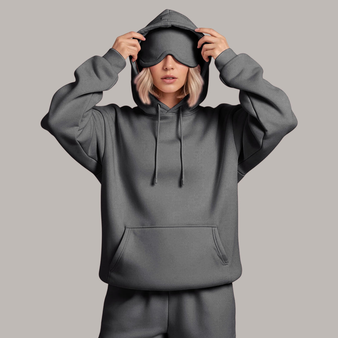 Airplane Mode Travel Hoodie Men Women Comfort Hoodies with Eyeshade Pullover Tops Clothes with Hidden Pockets active