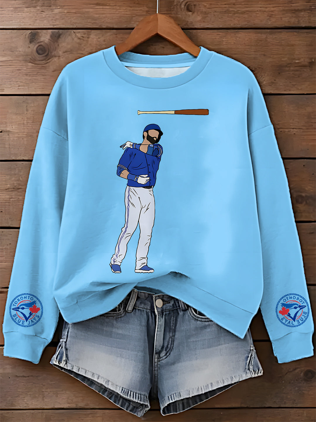 Toronto Blue Jays Printed Long Sleeve Casual Top