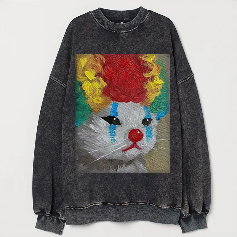 Funny clown Cat Vintage Sweatshirt