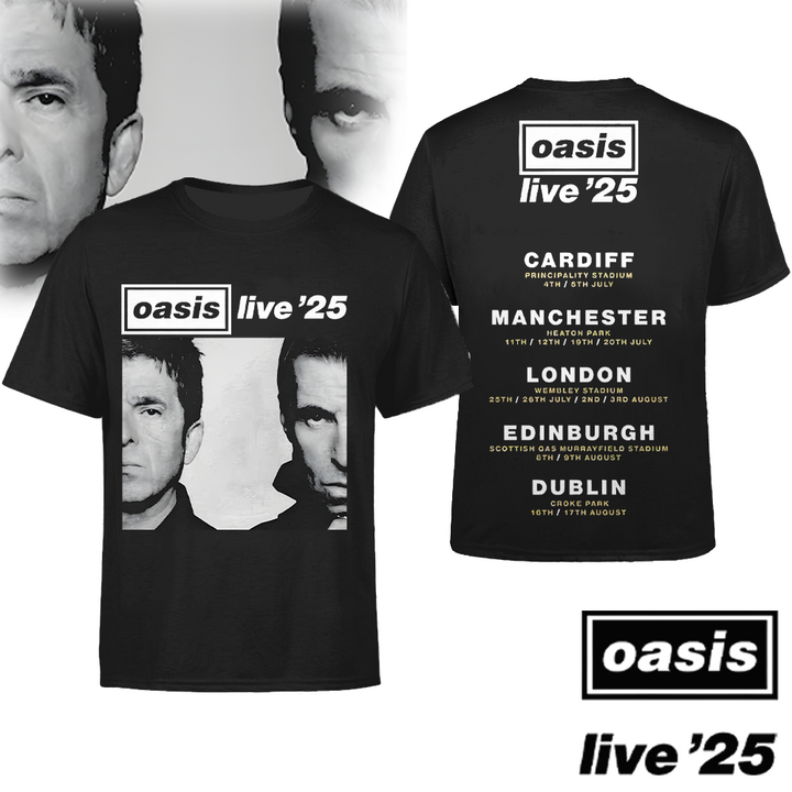Oasis 2025 Tour Music Fan Crew Neck T-shirt