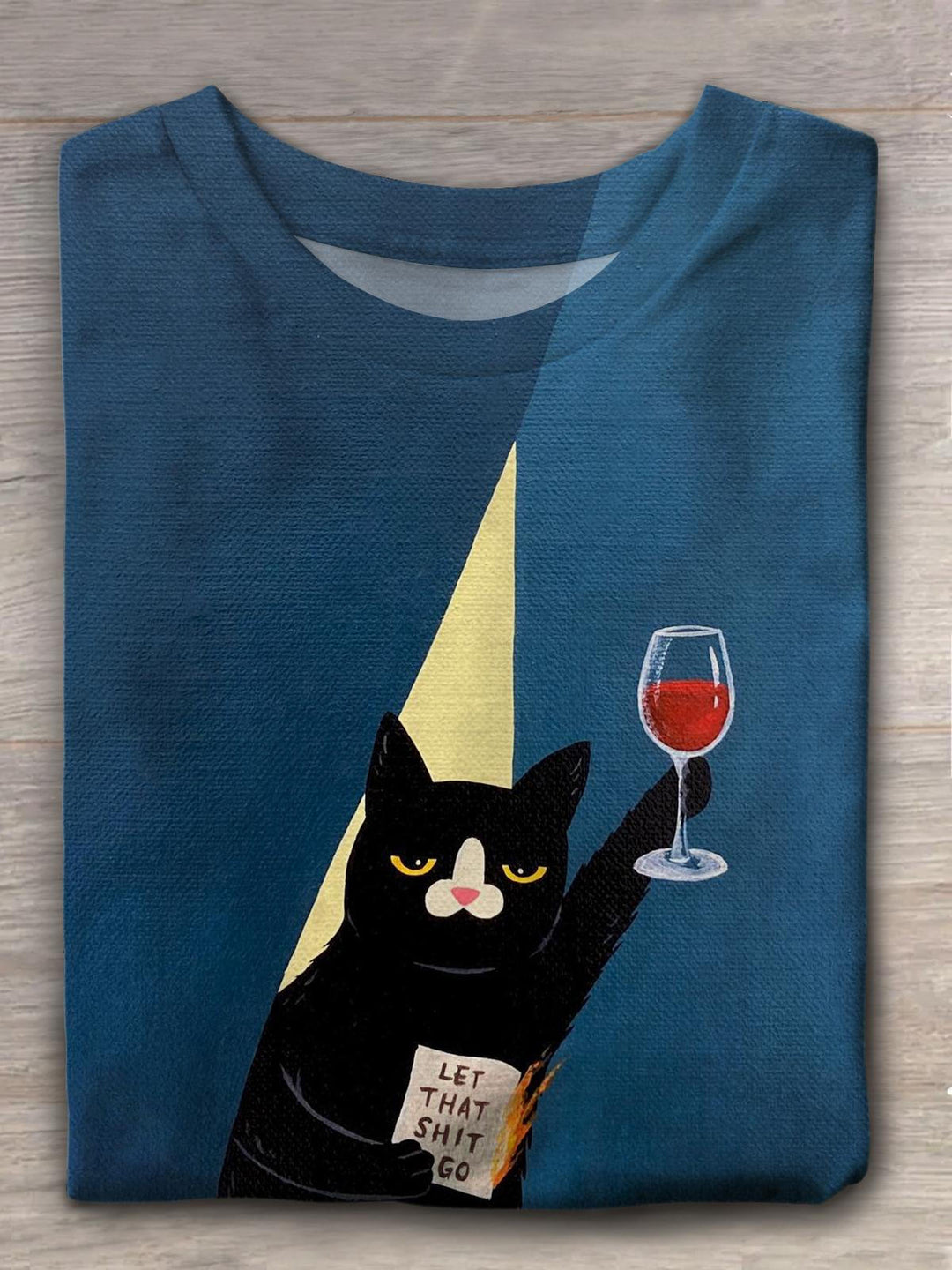 Funny Red Wine Black Cat T-shirt